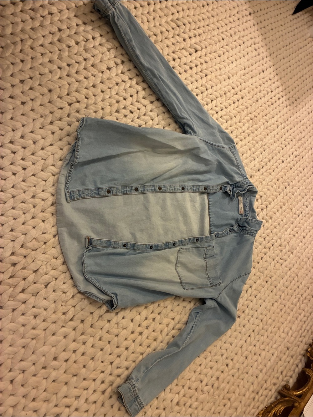 Zara Light Blue Denim Button-Down Shirt